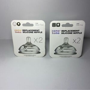COMOTOMO NIPPLE REPLACEMENT 2 PACK - SLOW FLOW- 0-3 Months, NWT
